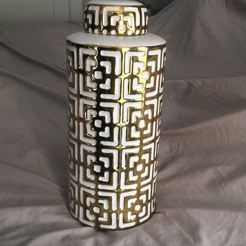 Jar With Golden Design on Side